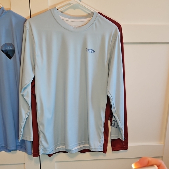 AFTCO Kids Long Sleeve Tees - Light Blue, Blue, and Red - Picture 2 of 10